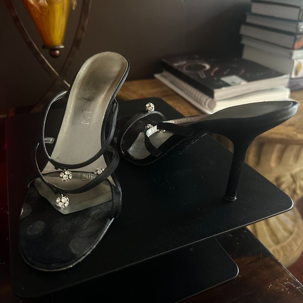 Kitten heels with rhinestone embellishment